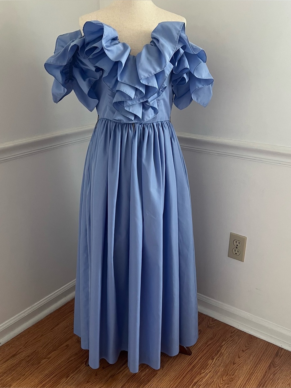 Vintage 1980’s Taffeta Maxi Dress ILGWU Union Made in USA